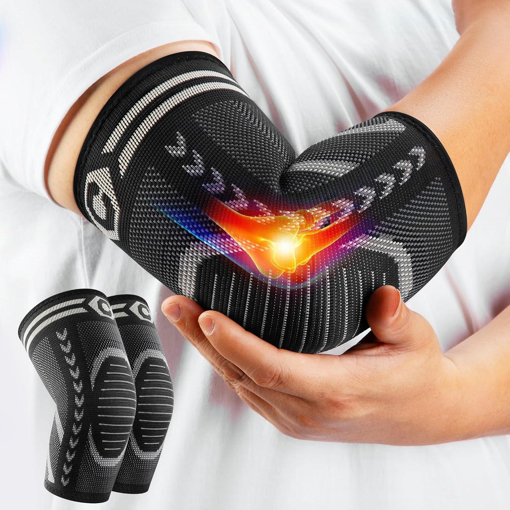 CAMBIVO 2 Pack Ellenbogenbandage Herren Damen, Tennisarm Bandage Ellenbogen, Bandage Ellenbogen für Golferarm, Basketball und andere Sport mit Ellbogen