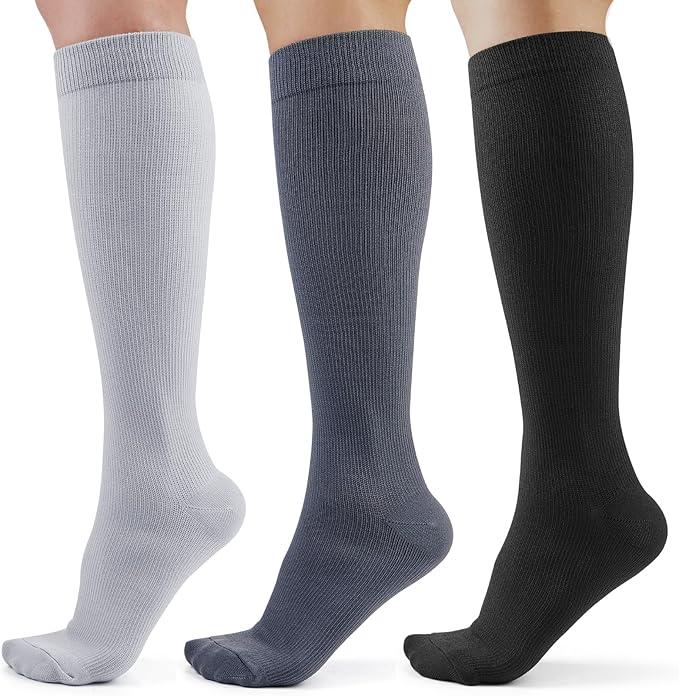 CAMBIVO Kompressionsstrümpfe Herren Damen 3 Paar, Stützstrümpfe 3 Farbe, Kompressionssocken 8-15 mmHg, Compression Socks für Arbeit, Reise, Schwangers