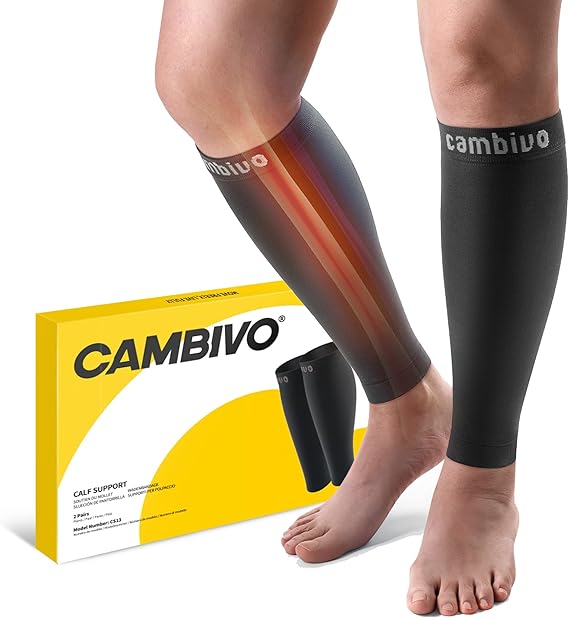 CAMBIVO Wadenbandage, Waden Kompression 2 Paar, Kompressionsstrümpfe Damen Herrn, Stützstrümpfe für Sport, Fußball, Laufen, Schwellung, Erholung