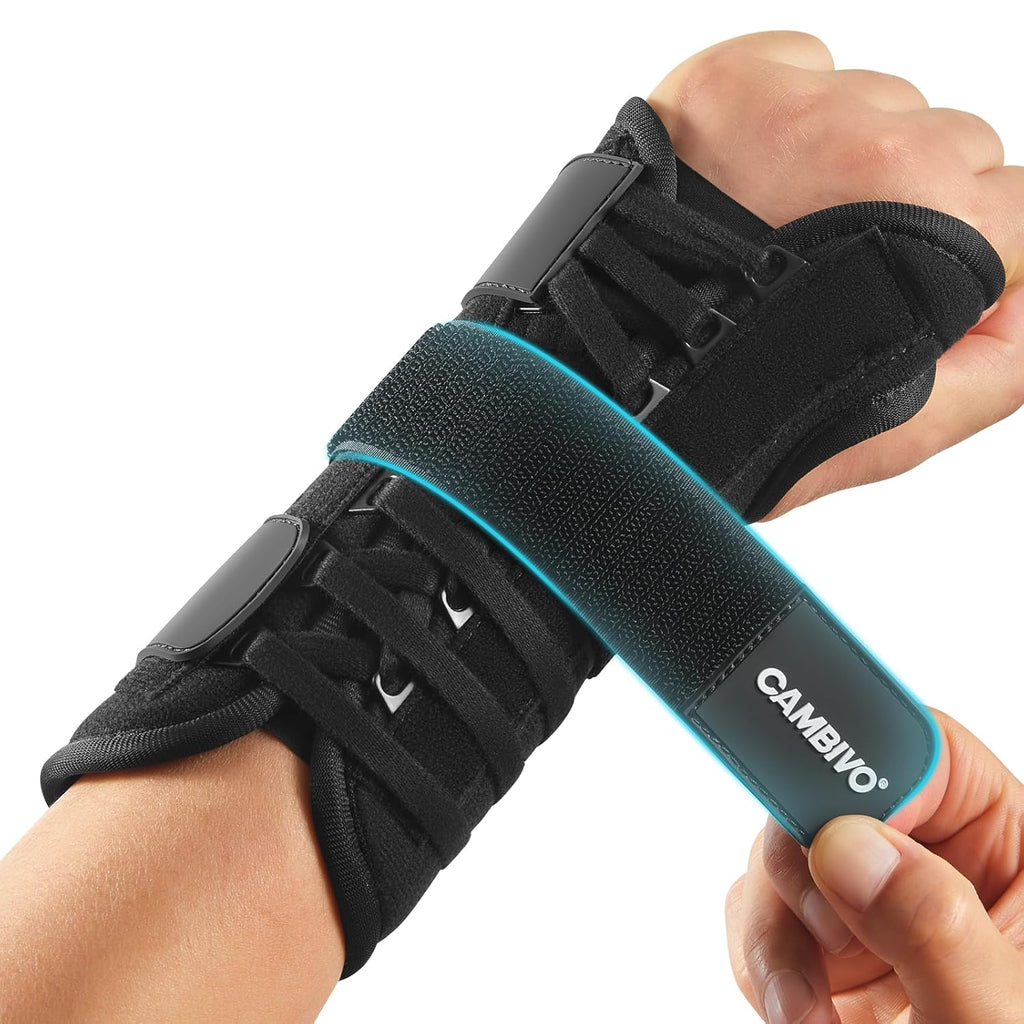 CAMBIVO Handgelenk Bandagen mit 3 verstellbaren Riemen, Atmungsaktive Handgelenkstütze mit 2 handflächenseitigen Stabilisatoren für Arthritis, Sehnenentzündung, Verstauchung und Genesung